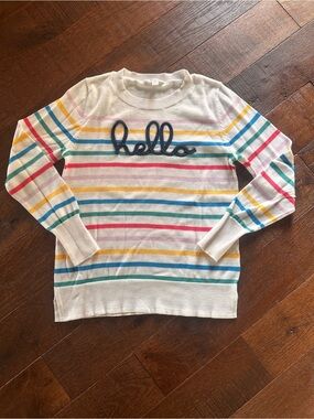 Time And Tru Hello Rainbow Striped Sweater Size Medium 8-10